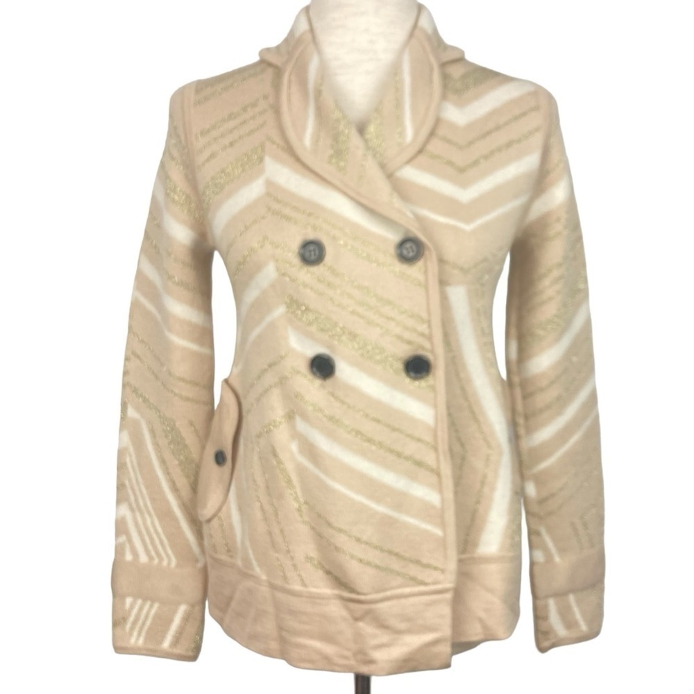 DVF Metallic Stripe Double Breasted Knit Cardigan Sweater - Size S/M - Picture 2 of 14